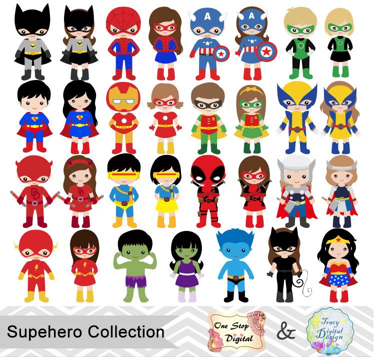 750x714 62 Little Girl Superheros Digital Clip Art, Little Boy Superhero