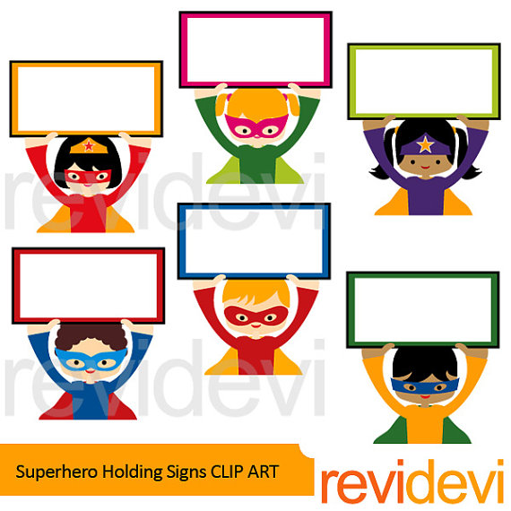 570x570 Superhero Holding Signs Clipart Superhero Clip Art Digital