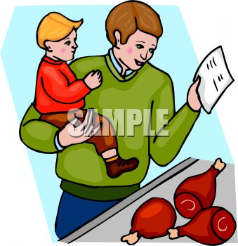 339x350 Royalty Free Clip Art Image Boy And His Dad Buying Meat