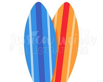 340x270 Surfboards Clipart Set 12 Scrapbooking Digital Images Beach