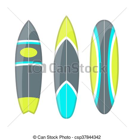 450x470 Vector Set Of Decorated Colorful Surfboards. Different Eps