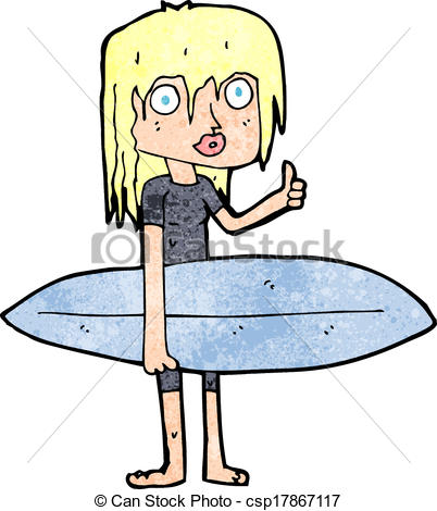 402x470 Cartoon Surfer Girl Vector Clip Art