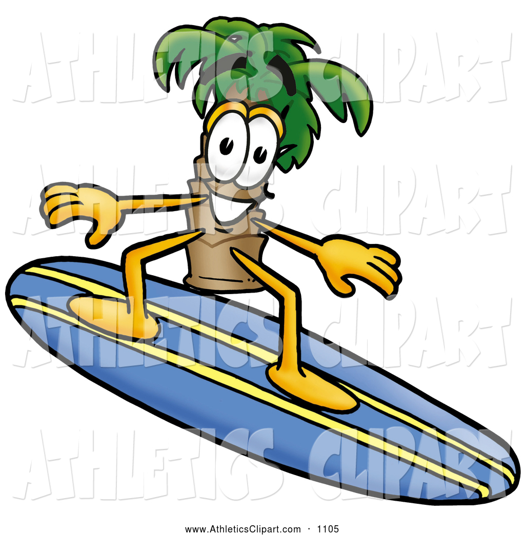 1024x1044 Clip Art Of A Happy Palm Tree Mascot Cartoon Character Surfing