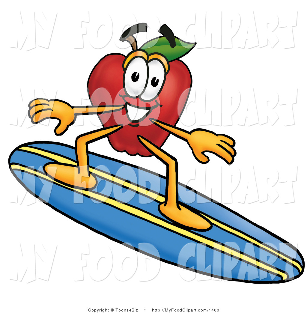 1024x1044 Food Cliprt Of Happy Redpple Character Mascot Surfing On