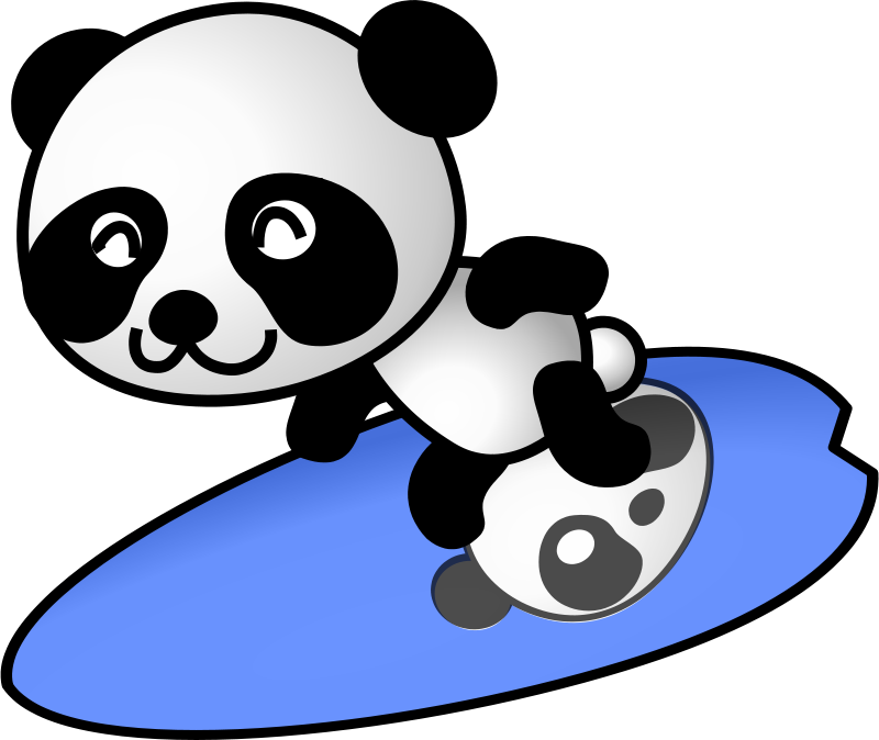 800x674 Free Clipart Surfer Panda Shu