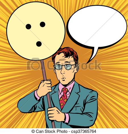 450x470 Protester With A Poster, Emoji Surprise Pop Art Retro Clip Art
