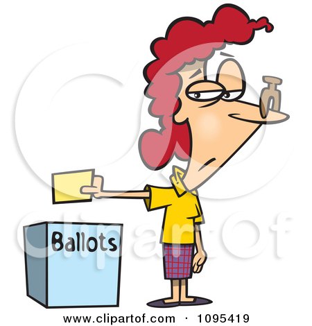 450x470 Clipart Of A Cartoon Woman, Susan Anthony, Holding Up A Vote Sign