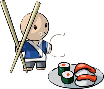 350x297 Japanese Character With Chopsticks And A Plate Of Sushi