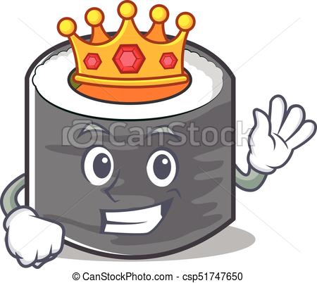 450x402 King Sushi Cartoon Character Style Vector Illustration Clipart