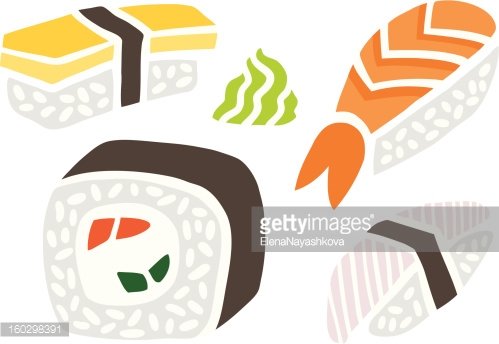 499x344 Sushi Set With Wasabi Premium Clipart