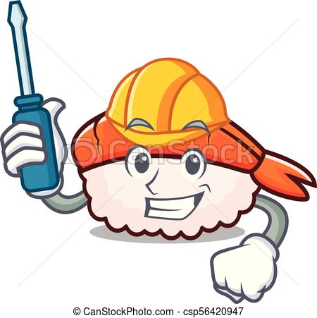 450x451 Automotive Ebi Sushi Mascot Cartoon Vector Illustration Eps Vector