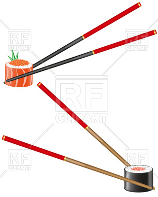 320x400 Sushi Rolls And Chopsticks Royalty Free Vector Clip Art Image