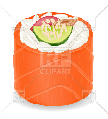 362x400 Sushi Rolls In Red Fish Royalty Free Vector Clip Art Image