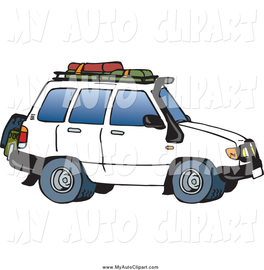 1024x1044 Clip Art Of A White Suv With Luggage By Dennis Holmes Designs