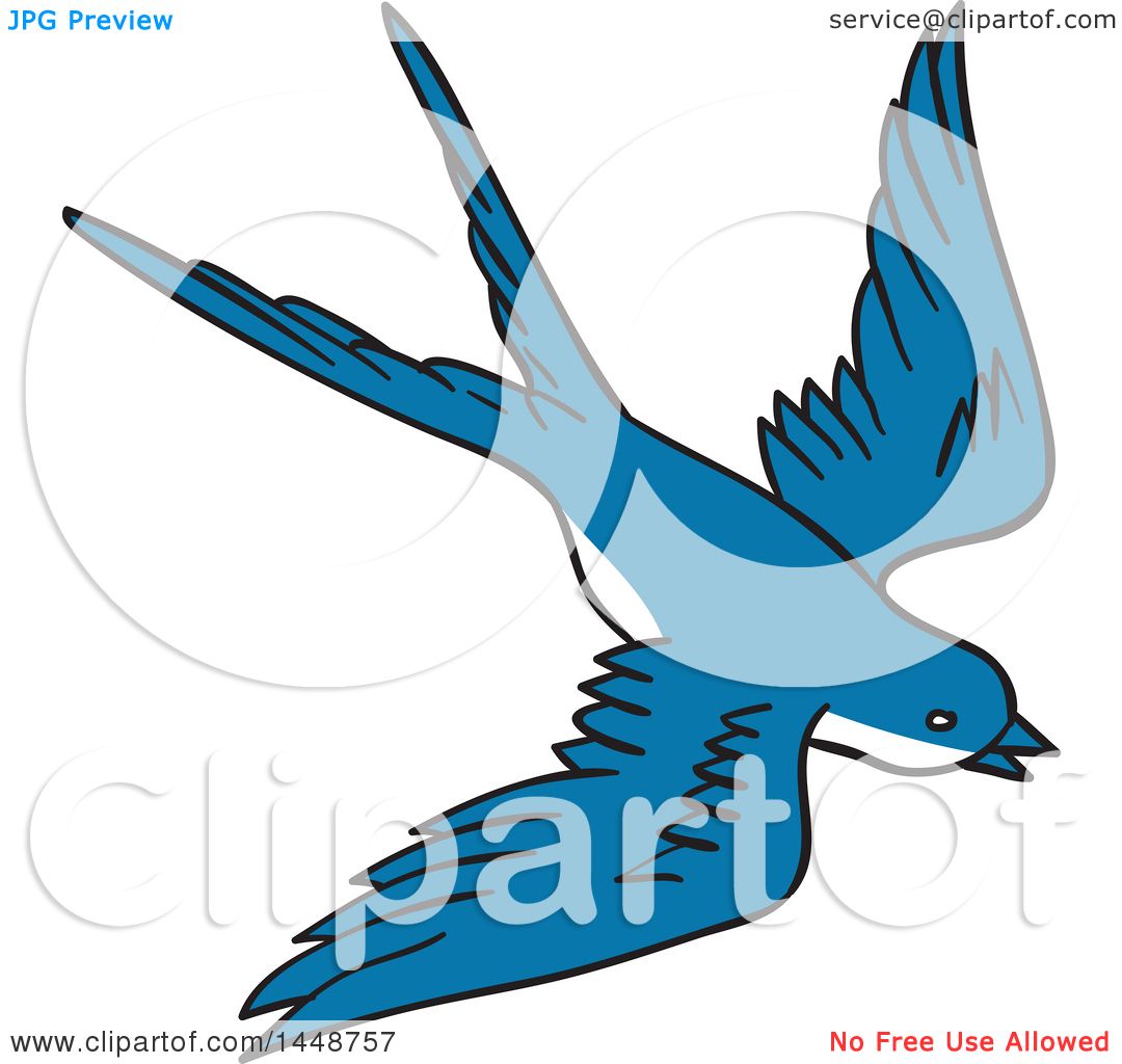 1080x1024 Clipart Of A Sketched Drawing Styled Flying Blue Swallow Bird
