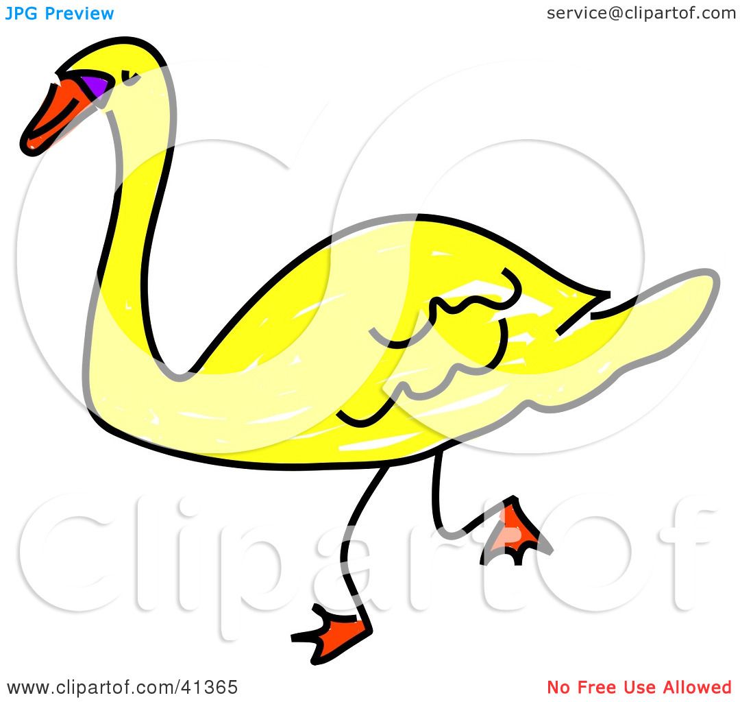1080x1024 Clipart Illustration Of A Walking Yellow Swan By Prawny