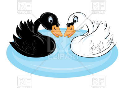 400x283 Black And White Funny Swans Royalty Free Vector Clip Art Image