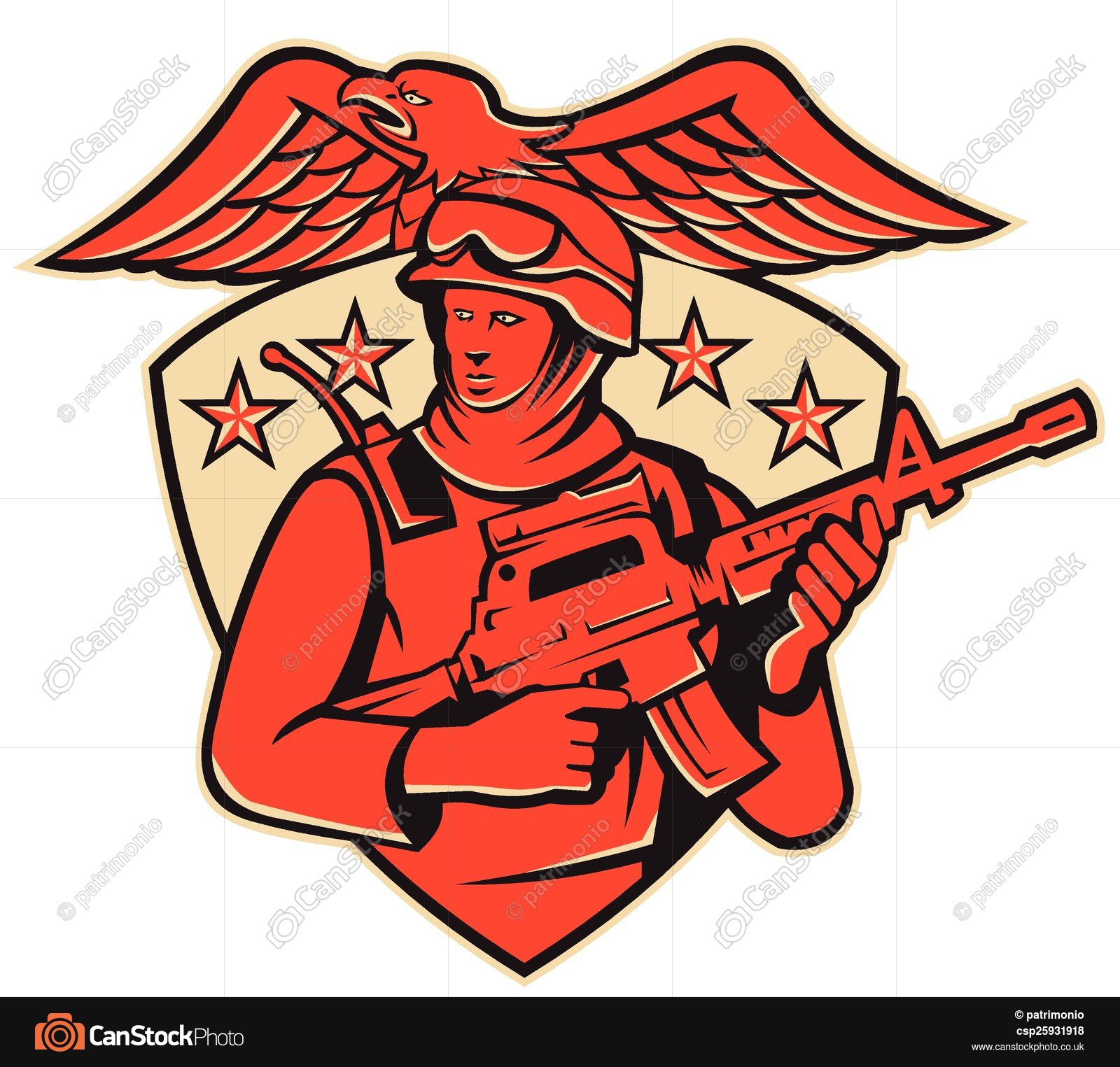 1600x1525 Police Soldier Swat Eagle Shield. Vector Illustration