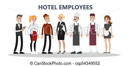 450x229 Hotel Staff Set. Maids And Cleaning Service, Chef And Clipart