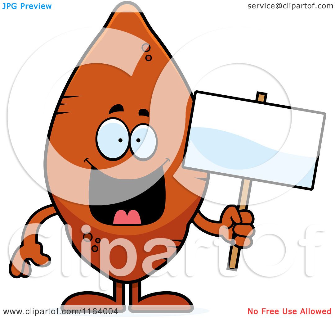 1080x1024 Cartoon Of A Sweet Potato Mascot Holding A Sign