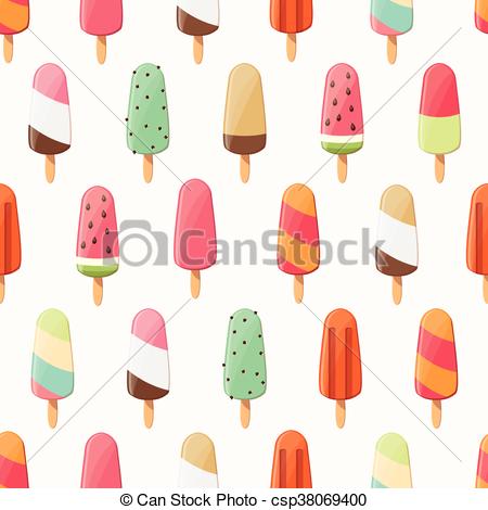 450x470 Ice Cream Seamless Pattern, Colorful Summer Background, Vector