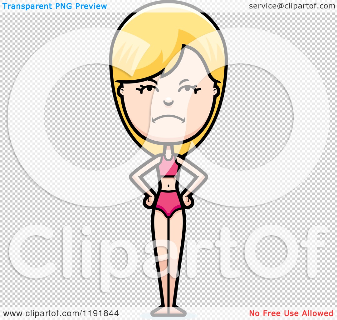 1080x1024 Cartoon Of A Mad Woman In A Swimsuit