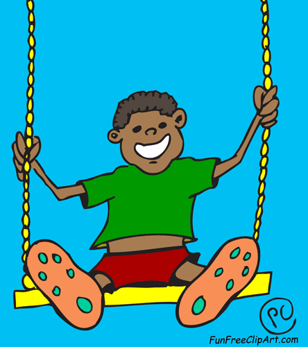 444x500 Happy Boy On Swing