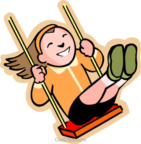 473x480 Little Girl On A Swing Royalty Free Vector Clip Art Illustration