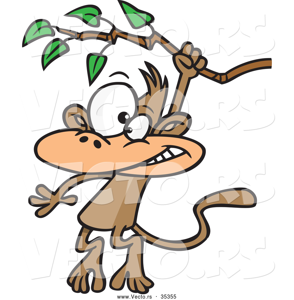 1024x1044 Vector Of A Cartoon Monkey Swinging From A Treen Branch By