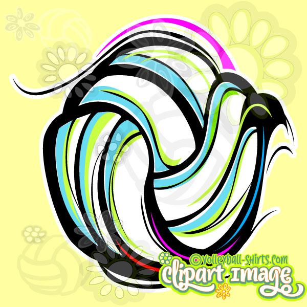 600x600 Swirl Volleyball Clip Art