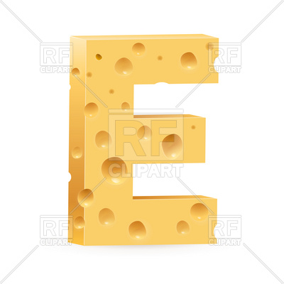 400x400 Cheese Font Letter E Royalty Free Vector Clip Art Image
