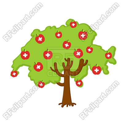 400x400 Patriotic Tree With Switzerland Flags Royalty Free Vector Clip Art