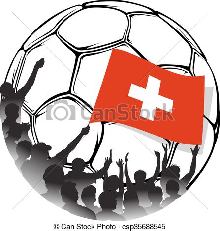 447x470 Soccer Fans Switzerland. Vector Illustration Of A Group Of Eps
