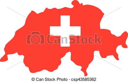 450x288 Switzerland Map With Flag In Two Colors Clip Art Vector