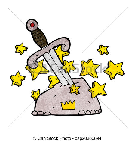 449x470 Cartoon Magical Sword In Stone Eps Vectors