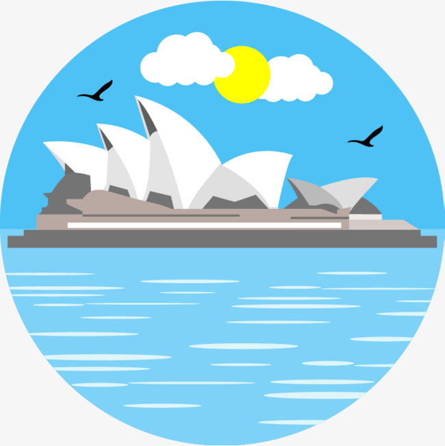 650x651 Sydney Opera House, Hand Painted Cartoon, Vector Hand Painted