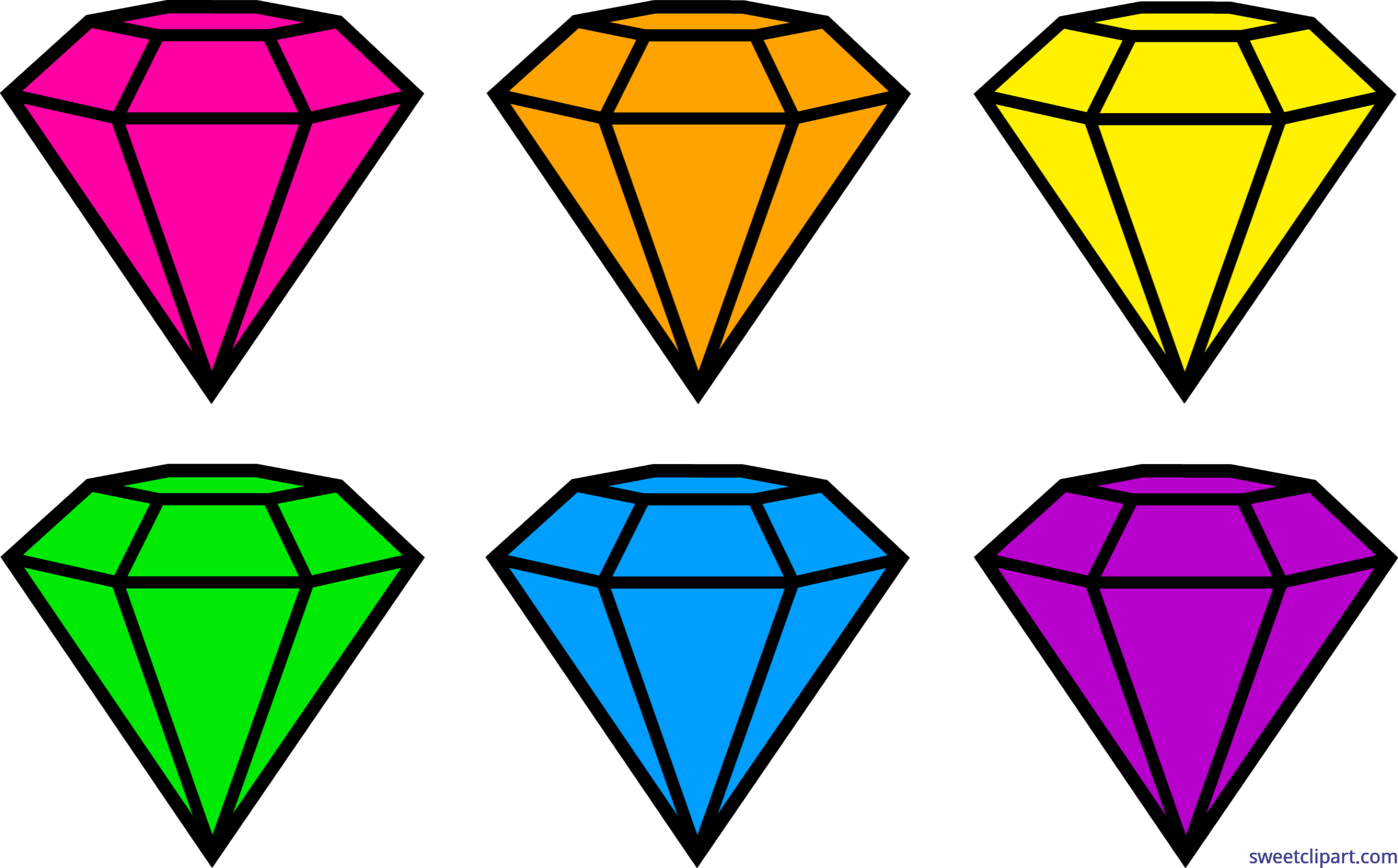 7000x4347 Diamond Gems Neon Clip Art