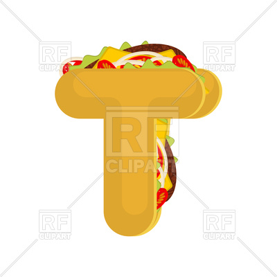 400x400 Letter T Tacos Font Royalty Free Vector Clip Art Image