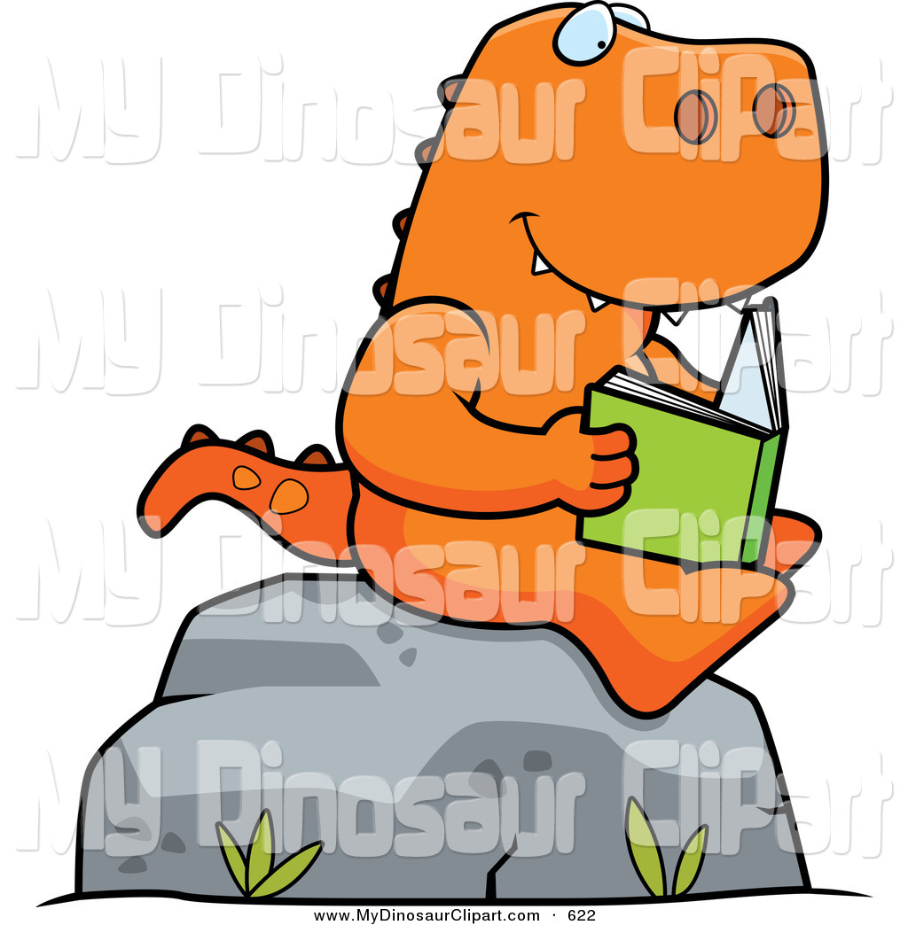 1024x1044 Clipart Of A Goofy T Rex Reading A Book On A Strong Boulder By