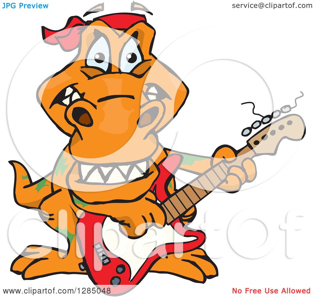 1080x1024 Clipart Of A Cartoon Happy T Rex Dinosaur Playing An Electric