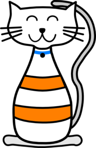192x297 Smiling Striped Cat Character Clip Art