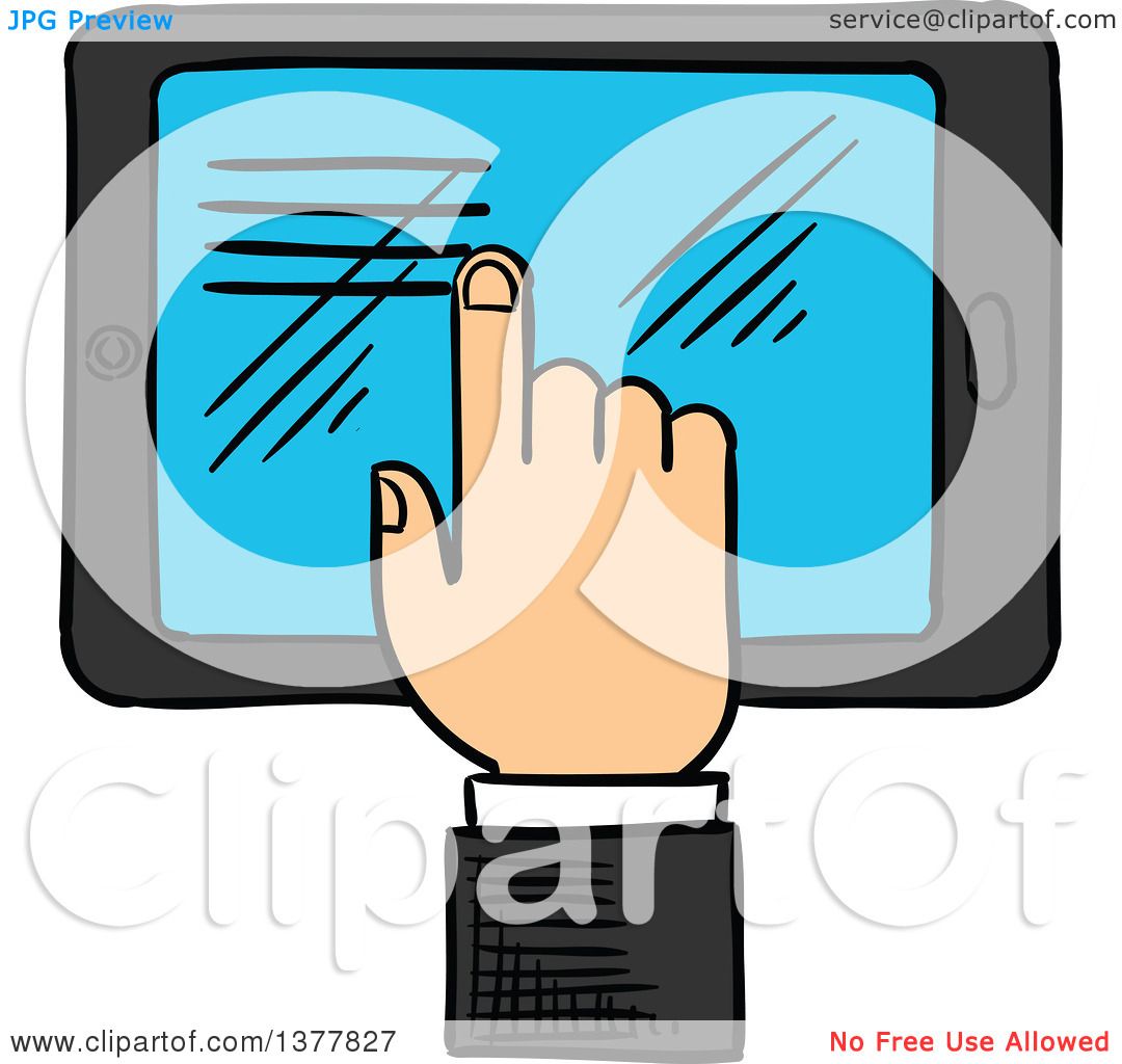 1080x1024 Clipart Of A Sketched White Business Man's Hand Using A Touch
