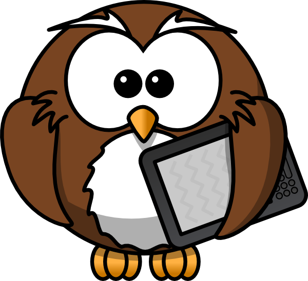 600x548 Owl With Tablet Clip Art