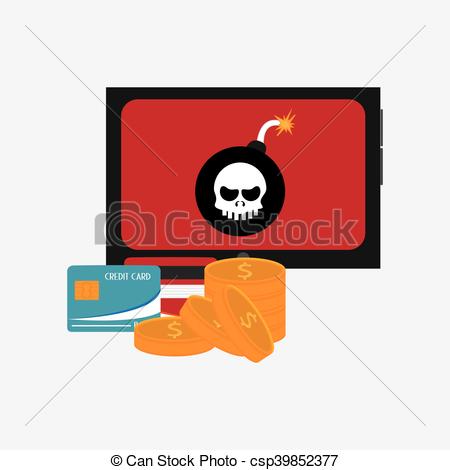 450x470 Tablet System Security Design. Tablet With Bomb Virus Vectors