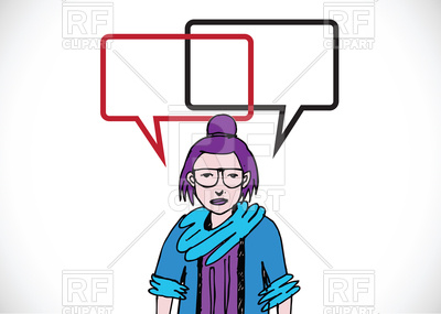 400x285 Woman Talking With Dialog Speech Bubbles Royalty Free Vector Clip