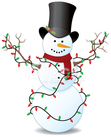 357x439 Snowman Tangled In Christmas Lights Stock Vector