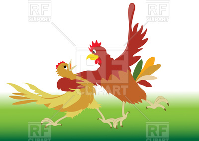 400x283 Rooster And Chicken Dancing Tango In Cartoon Style Royalty Free