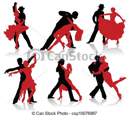 450x405 Silhouettes Of The Pairs Dancing Ballroom Dances. Tango, Vector