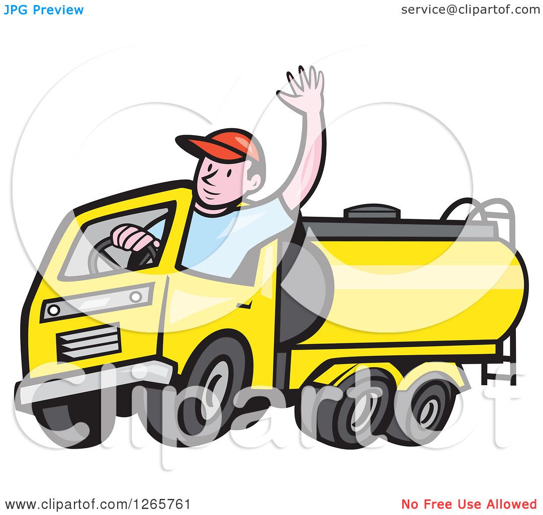 1080x1024 Clipart Of A Cartoon White Male Tanker Truck Driver Waving
