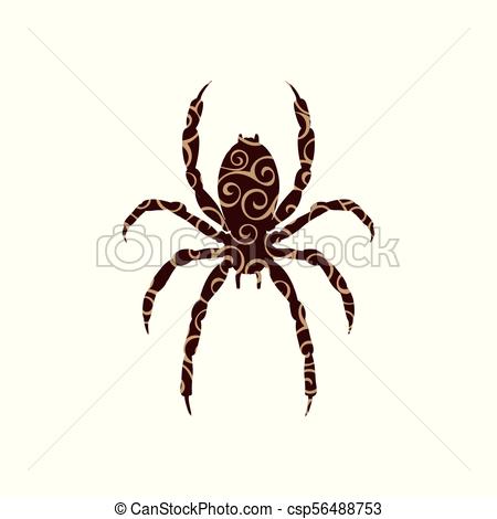 450x470 Spider Insect Spiral Pattern Color Silhouette Animal. Vector